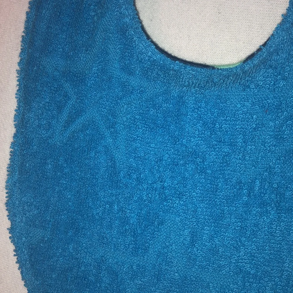 100% Cotton Reversible Zodiac Pattern Baby Bib in Blue w/Stars and Snap Fastener